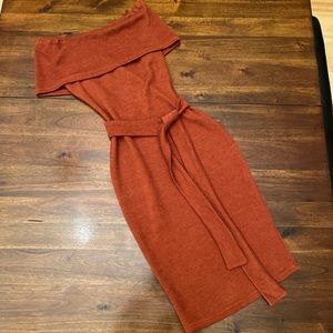 Burnt Orange Body Con Dress